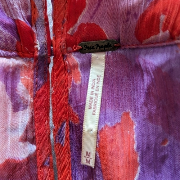 Free People sheer boho printed blouse top medium - Picture 7 of 12